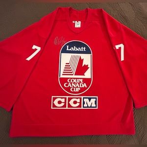 ‘84 Canada Cup Bourque Signed Warm Up